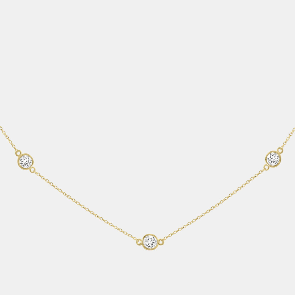 luxury-women-fara-new-fine-jewelry-p1164449-001 14K Yellow Gold Lab Grown Diamond Bezel Set Station Necklace 18 inches (2.00 Ct)