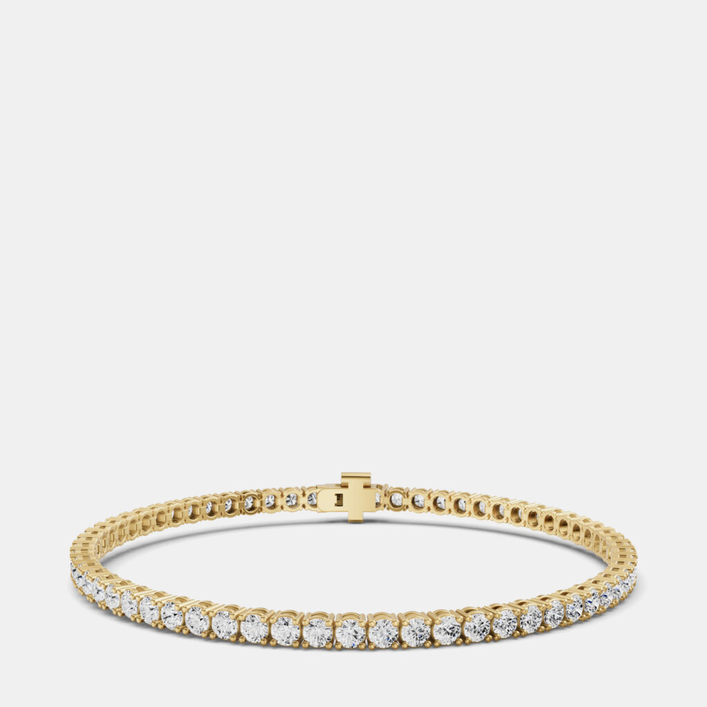 14K Yellow Gold Lab Grown Diamond Lightweight Bracelet 7 Inches (7 Ct)