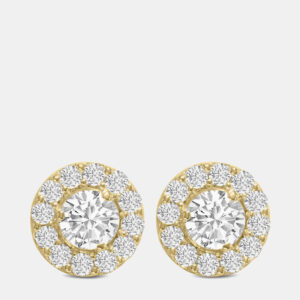 14K Yellow Gold Lab Grown Diamond Halo Earrings (1.00 Ct)