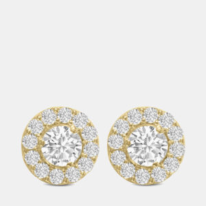14K Yellow Gold Lab Grown Diamond Halo Earrings (2.00 Ct)