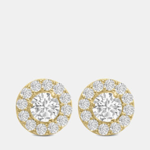 14K Yellow Gold Lab Grown Diamond Halo Earrings (3.00 Ct)