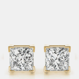 14K Yellow Gold Princess Cut Lab Grown Diamond Earring Studs (3.00 Ct)