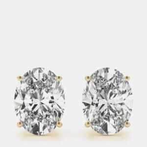 14K Yellow Gold Oval Shaped Lab Grown Diamond Earring Studs (3.00 Ct)