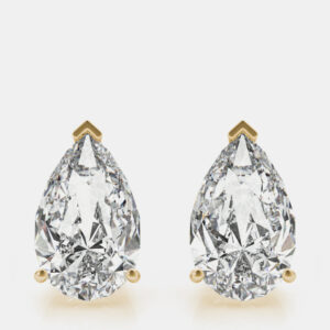 14K Yellow Gold Pear Shaped Lab Grown Diamond Earring Studs (3.00 Ct)