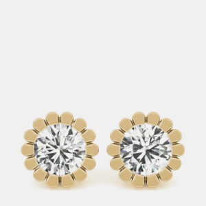 14K White Gold Lab Grown Diamond Flower Motif Earring Studs (3.00 Ct)