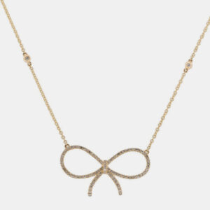 14K Yellow Gold Lab Grown Diamond Bow Necklace