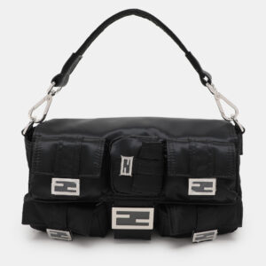 Fendi Black Nylon Multipocket Baguette Bag