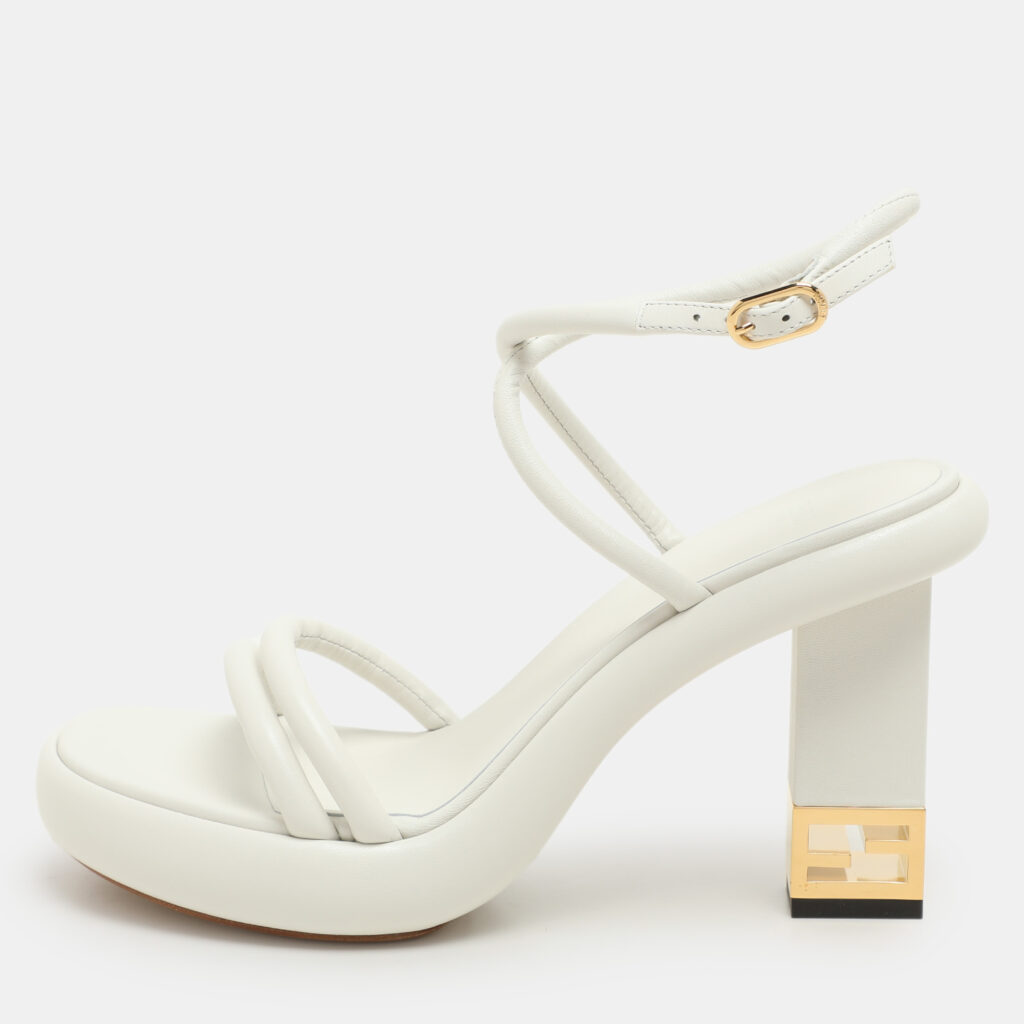luxury-women-fendi-new-shoes-p1150866-001.jpg Fendi White Leather Baguette Ankle Strap Sandals Size 40