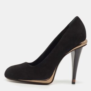 Fendi Black Suede Round Toe Pumps Size 40