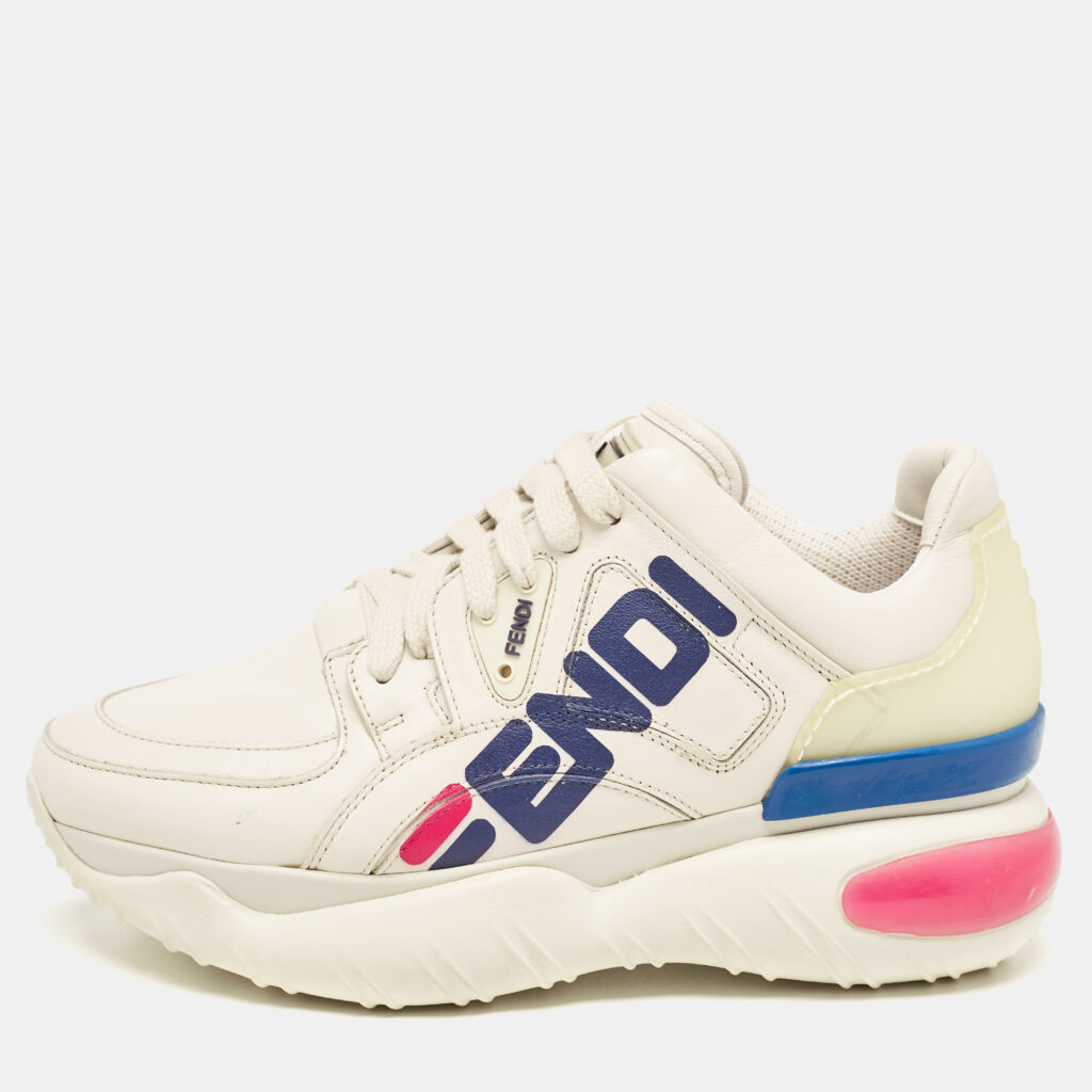 luxury-women-fendi-new-shoes-p921017-001 Fendi X Fila Cream Leather Fila Mania Platform Sneakers 35.5