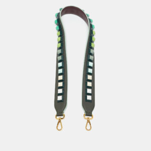 Fendi Olive Green/Maroon Leather Studded Strap You Shoulder Bag Strap