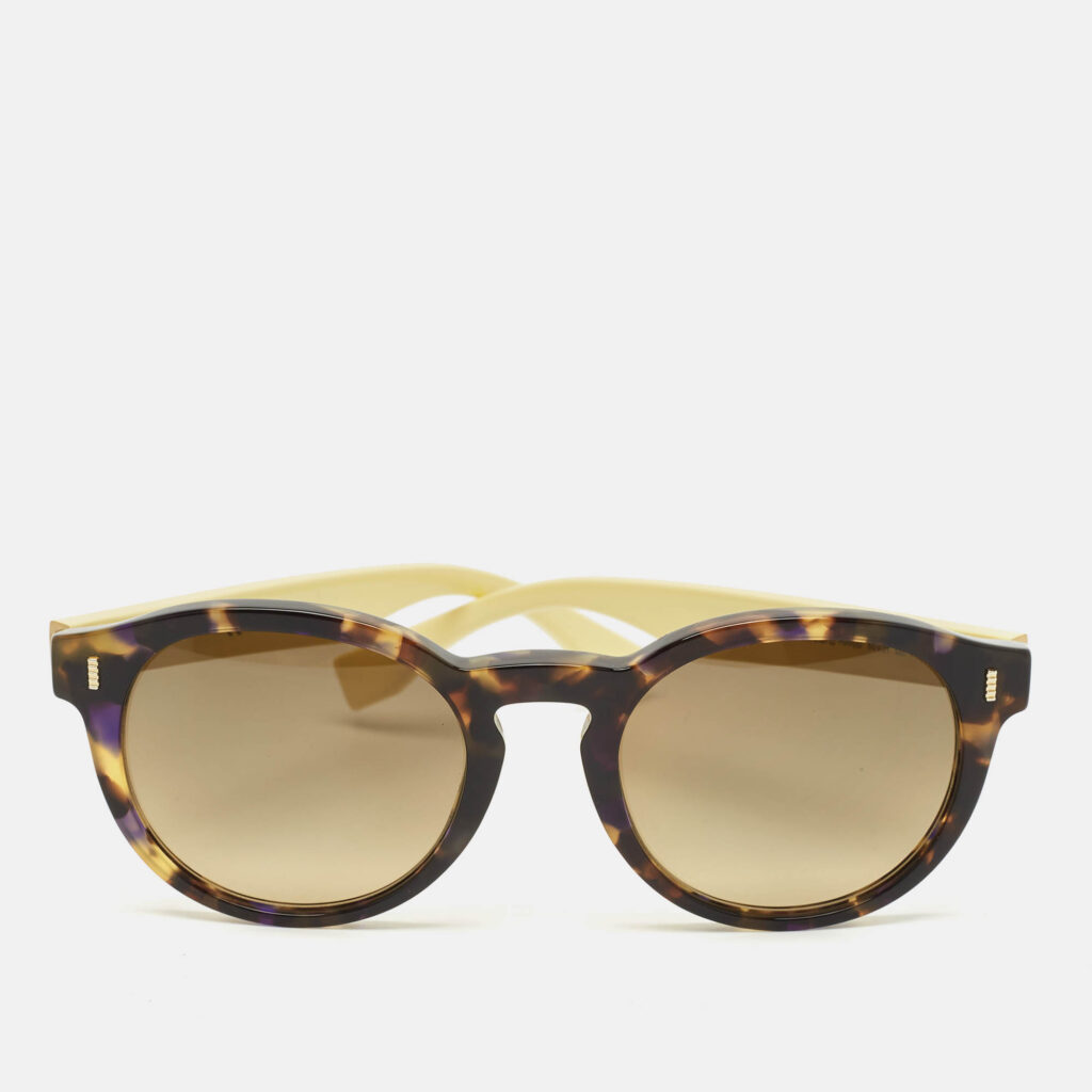 luxury-women-fendi-used-accessories-p1142922-005 Fendi Tortoise Brown/Yellow Gradient FF 0085/S Round Sunglasses