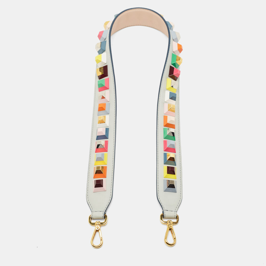 luxury-women-fendi-used-accessories-p1146045-002 Fendi Blue Leather Multicolor Studded Strap You Shoulder Bag Strap