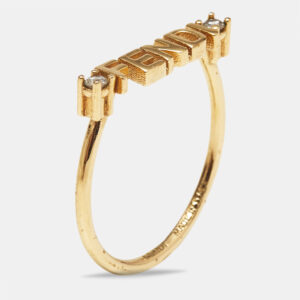fendi signature crystals gold tone ring size 56