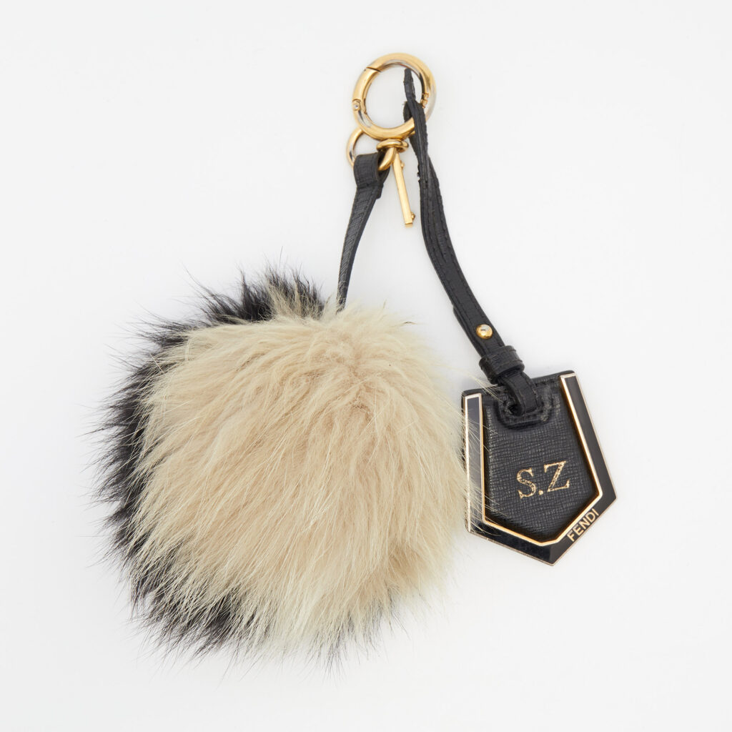 luxury-women-fendi-used-accessories-p652053-001-2 Fendi Monochrome Fox Fur Pom Pom Keyring/ Bag Charm