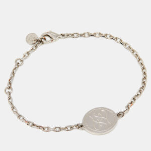 Fendi Silver Tone FF Tag Chain Bracelet