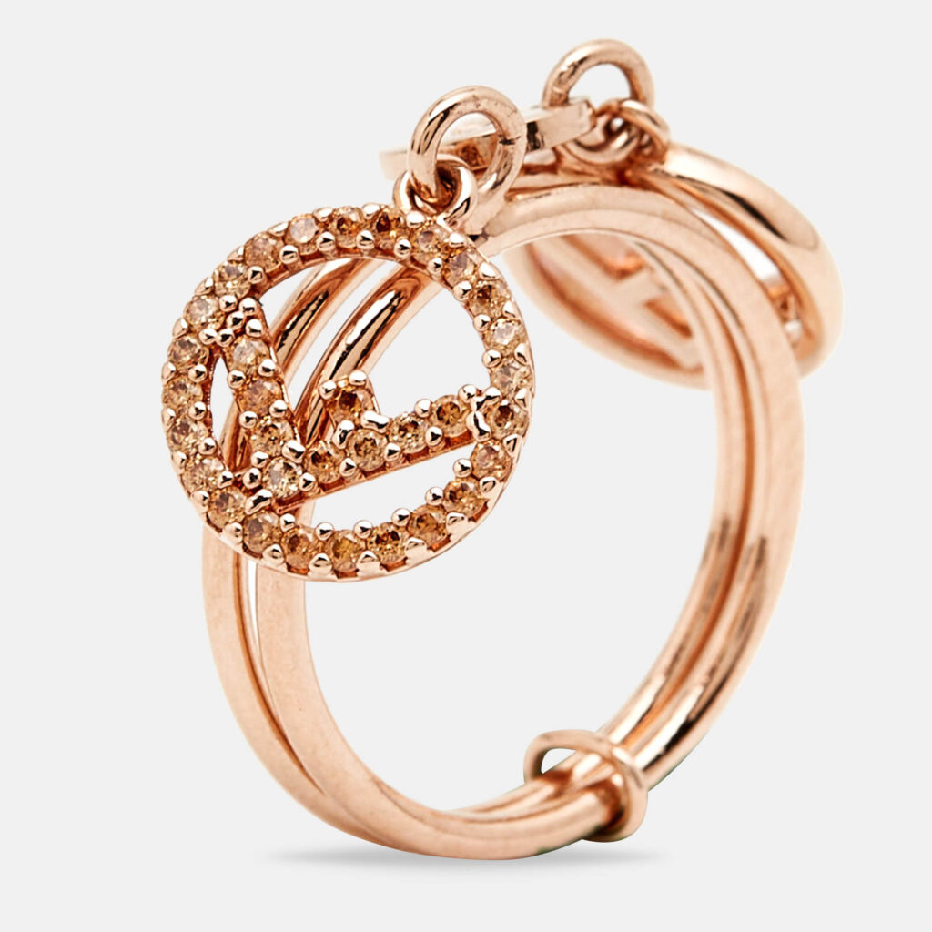 luxury-women-fendi-used-accessories-p962190-003 Fendi F is Fendi Double Charm Rose Gold Tone Ring Size 49