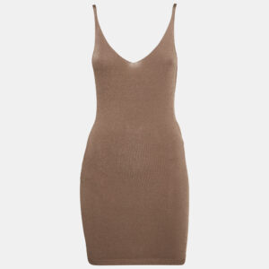Fendi Brown Stretch Knit Mini Slip Dress M