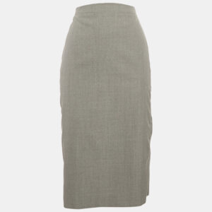 Fendi Grey Wool Zipper Detail Pencil Skirt M