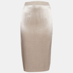 Fendi Light Pink Gabardine Zip-Up Midi Skirt S