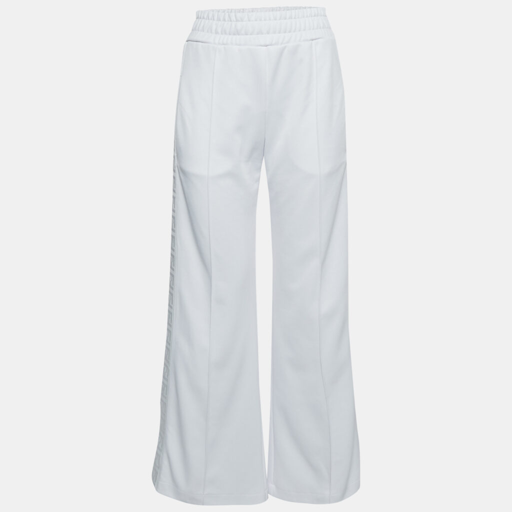 luxury-women-fendi-used-clothes-p1141861-001 Fendi White Zucca Side Stripe Jersey Trackpants S