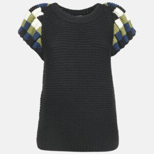 Fendi Black Crochet Half Sleeve Top S