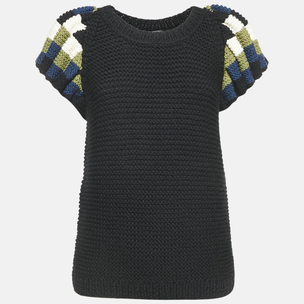 luxury-women-fendi-used-clothes-p1142305-001 Fendi Black Crochet Half Sleeve Top S