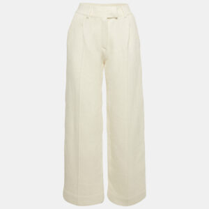 Fendi Beige Cotton Knit Wide-Leg Trousers S