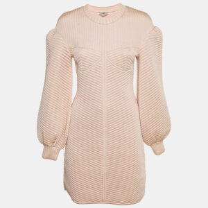 Fendi Pink Neoprene Quilted Mini Dress S