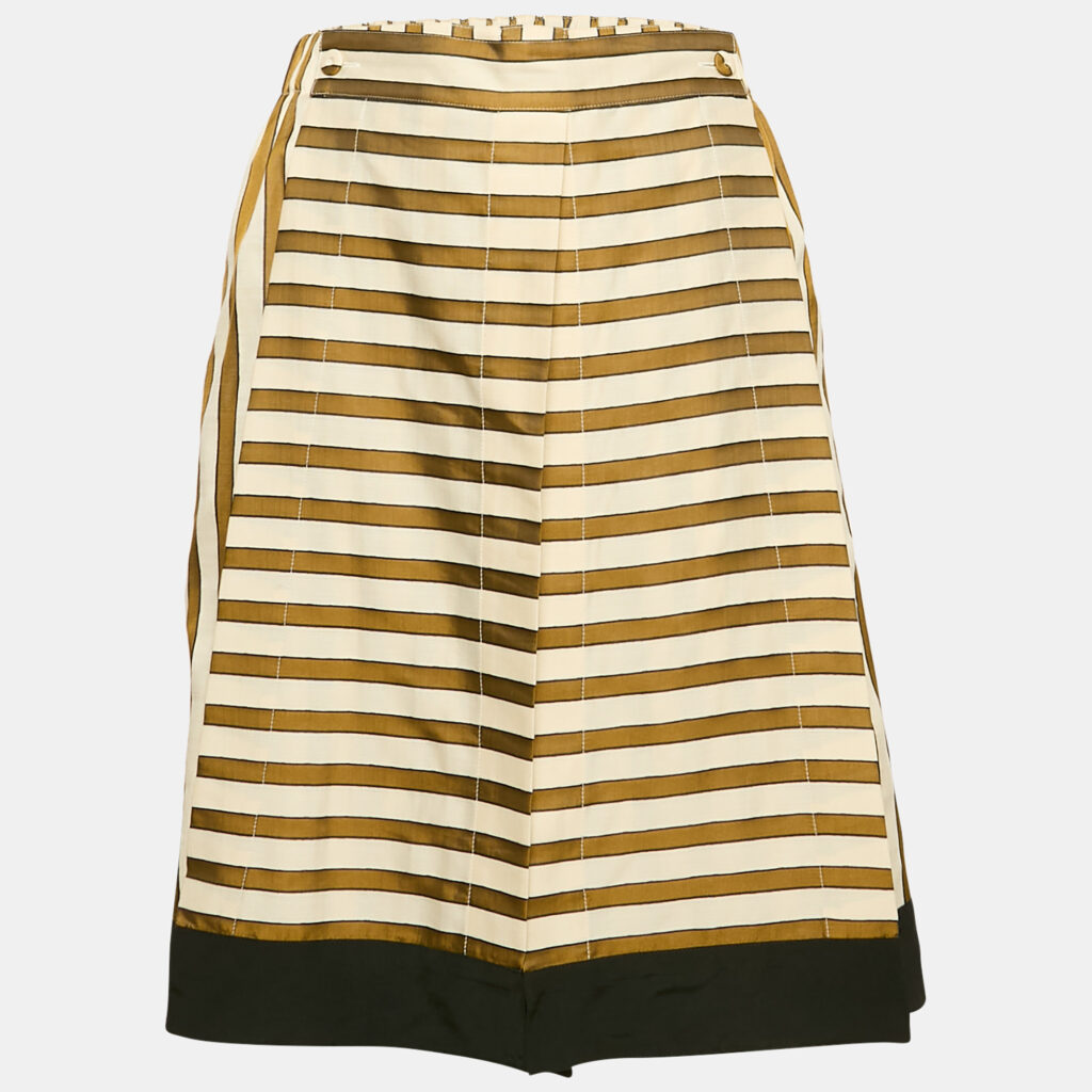 Fendi Green Striped Cotton Mini Skirt L