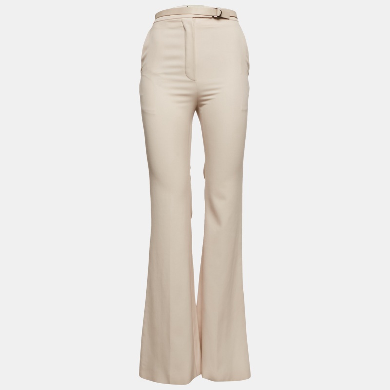 luxury-women-fendi-used-clothes-p1159359-1748668031-001 Fendi Beige Wool High Waist Flared Trousers S