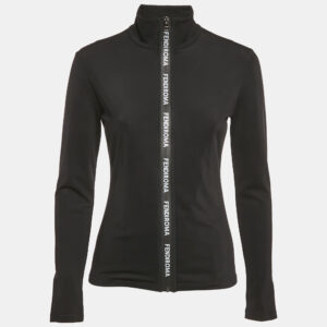 Fendi Black Jersey Logo Band Detail Zip-Up Jacket S