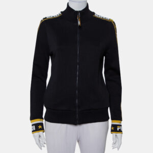 Fendi Black Knit Zipper Front Sweatshirt L