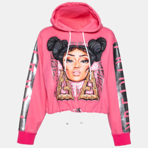 Fendi Pink Knit Nicki Minaj Printed and Embroidered Hoodie M