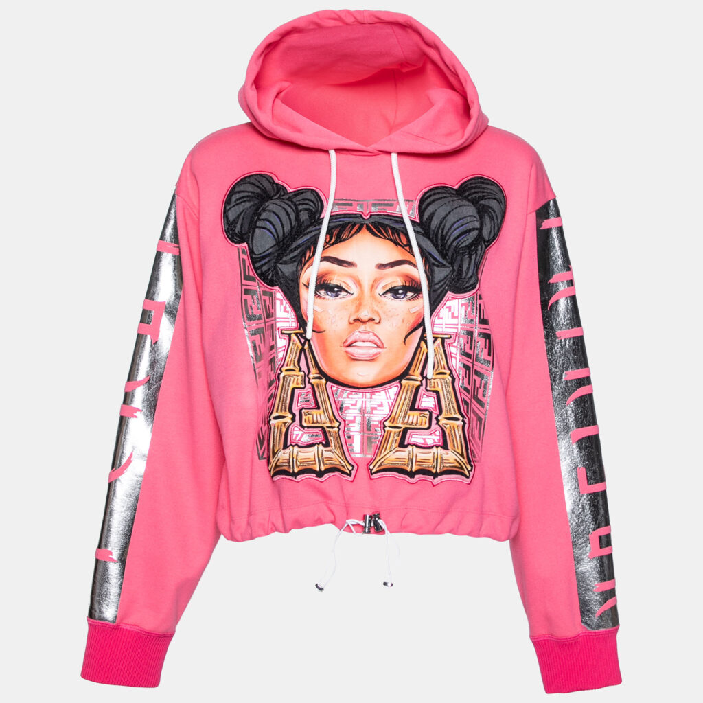 luxury-women-fendi-used-clothes-p631251-001-2 Fendi Pink Knit Nicki Minaj Printed and Embroidered Hoodie M