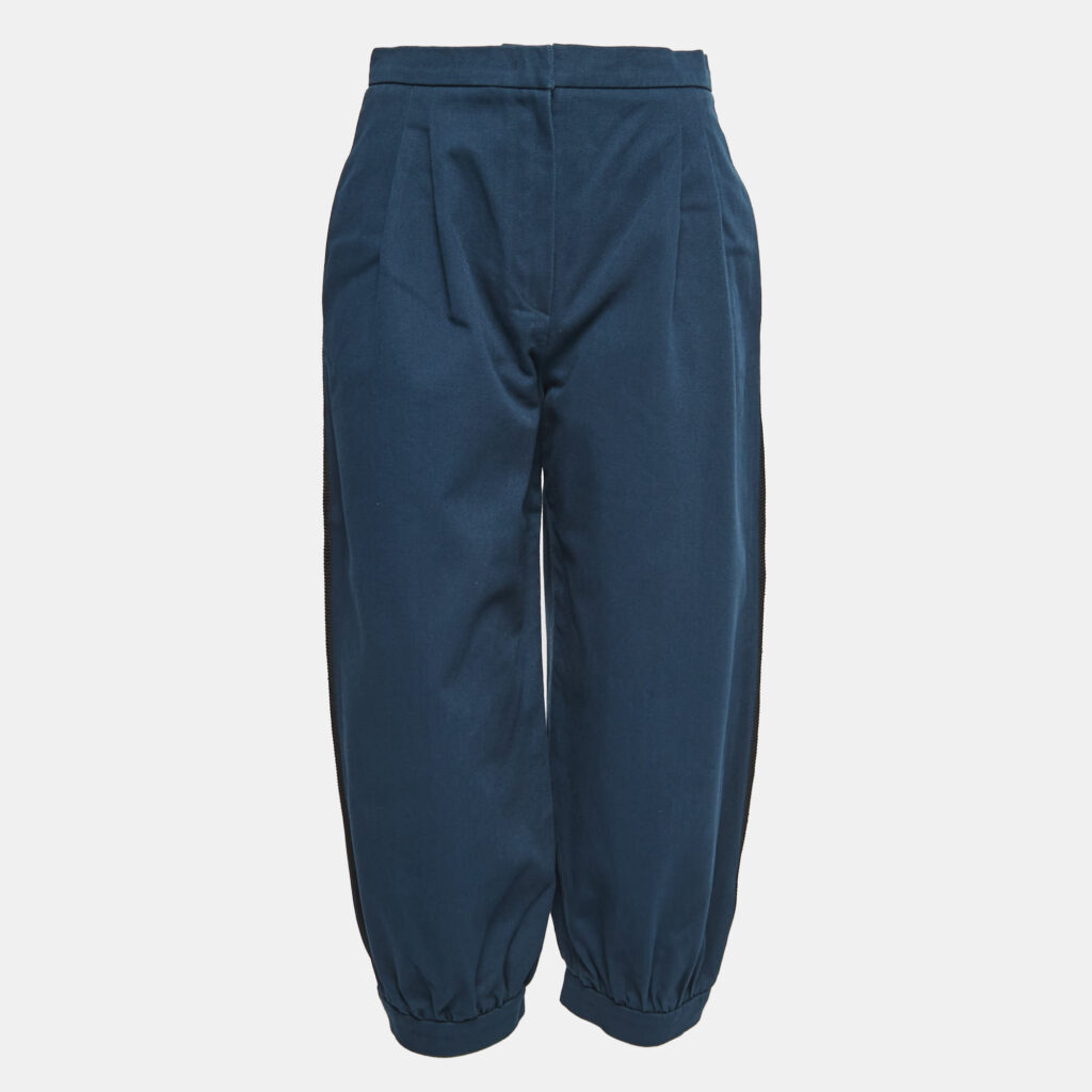 luxury-women-fendi-used-clothes-p760508-001 Fendi Navy Blue Cotton Balloon-Leg Trousers M