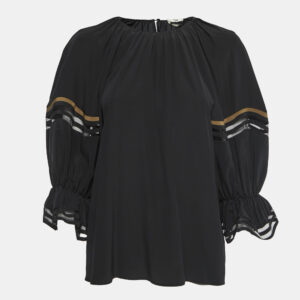 Fendi Black Silk Balloon Sleeve Top S