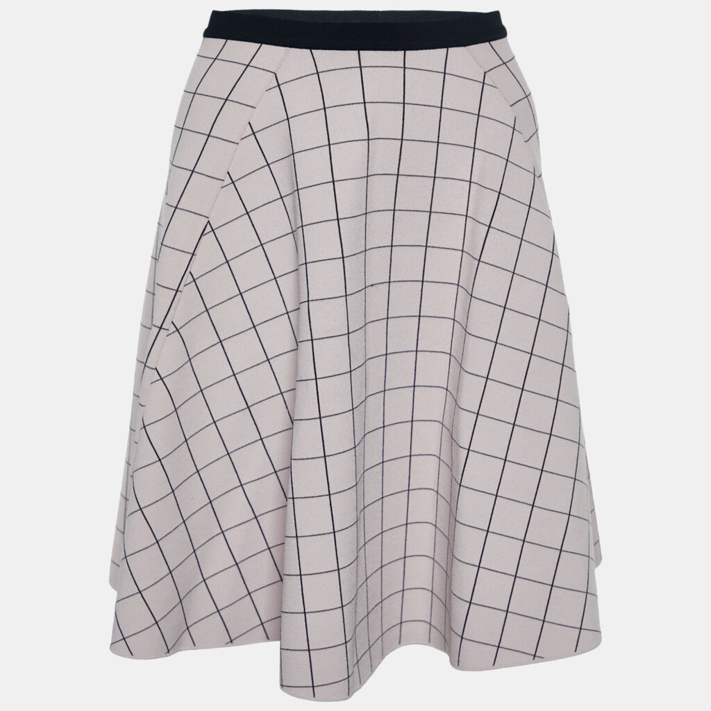 luxury-women-fendi-used-clothes-p780704-002 Fendi Pink Square Patterned Knit Skater Mini Skirt M