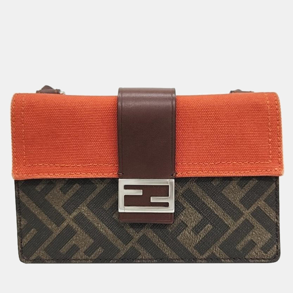 luxury-women-fendi-used-handbags-p1013685-004 Fendi Brown Coated Canvas Baguette Handbag