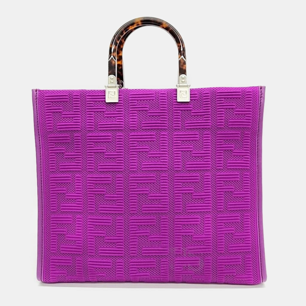 luxury-women-fendi-used-handbags-p1014166-001 Fendi Purple FF Fabric Medium Sunshine Shopper Tote Bag