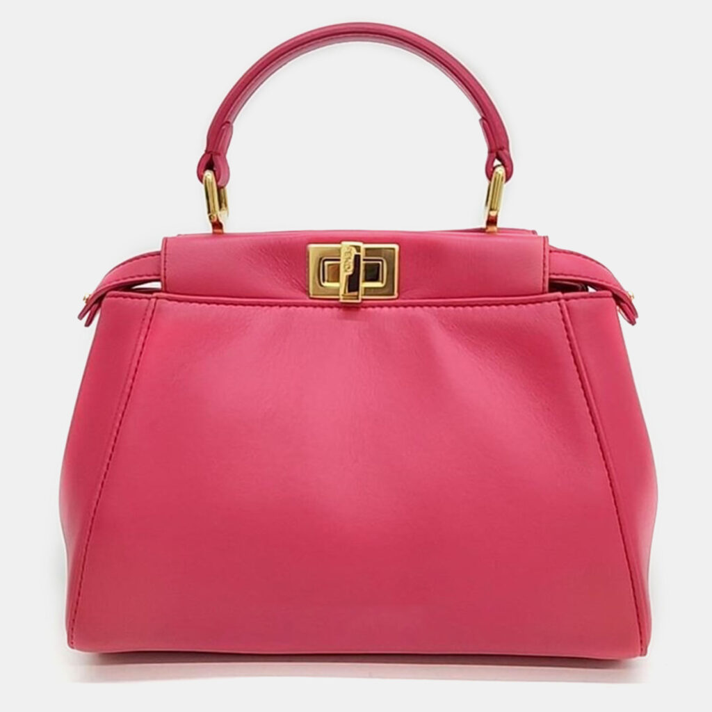 luxury-women-fendi-used-handbags-p1014204-001 Fendi Beige Leather Peekaboo Mini Handbag
