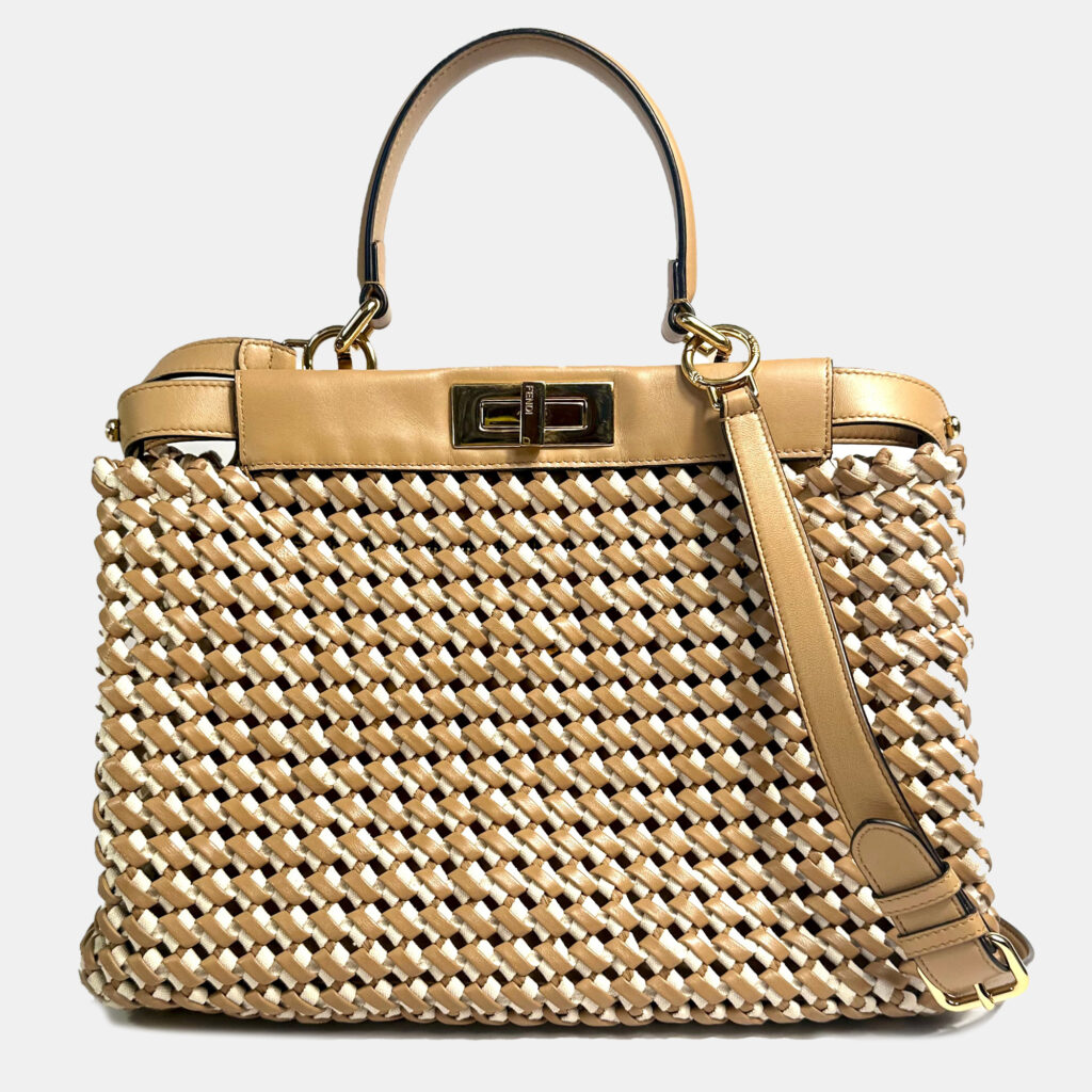 luxury-women-fendi-used-handbags-p1033119-006 Fendi Brown And Nude Peekaboo Medium Bag
