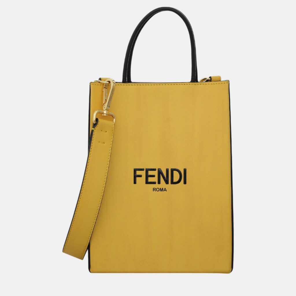 luxury-women-fendi-used-handbags-p1054929-007 Fendi Yellow Leather Fendi Roma Tote Bag