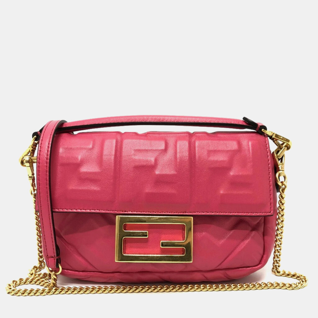 luxury-women-fendi-used-handbags-p1072001-031 Fendi pink FF Chain bag
