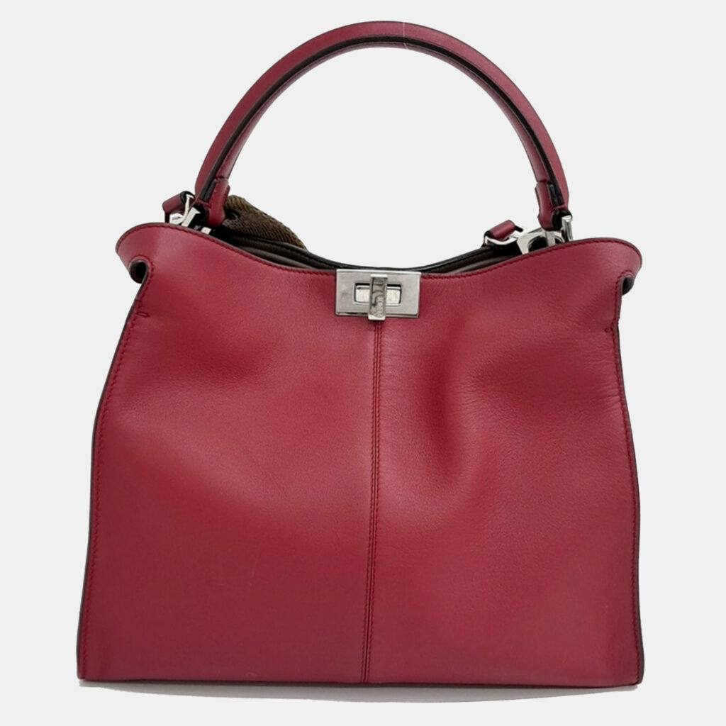 luxury-women-fendi-used-handbags-p1080082-005 Fendi Red Leather Peekaboo XLite Medium Bag