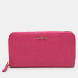 Fendi Pink Leather Elite Zip Around Wallet