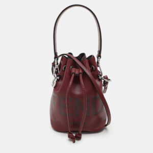 fendi burgundy leather mini mon tresor bucket bag