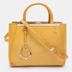 Fendi Yellow Patent Leather Small 2Jours Tote