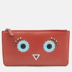 Fendi Brick Leather Zip Pouch