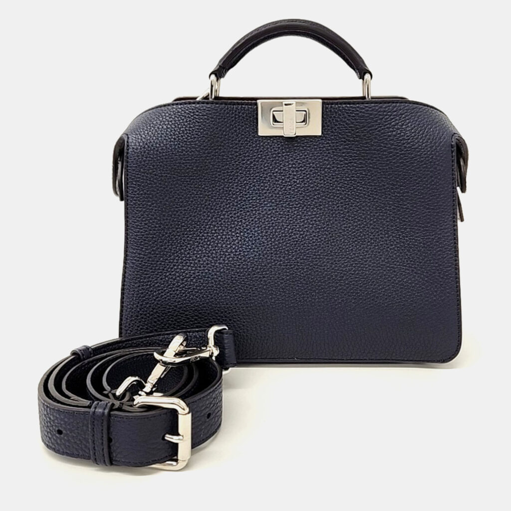 luxury-women-fendi-used-handbags-p1117897-001 Fendi Navy Blue Leather Peekaboo I See U Mini Bag